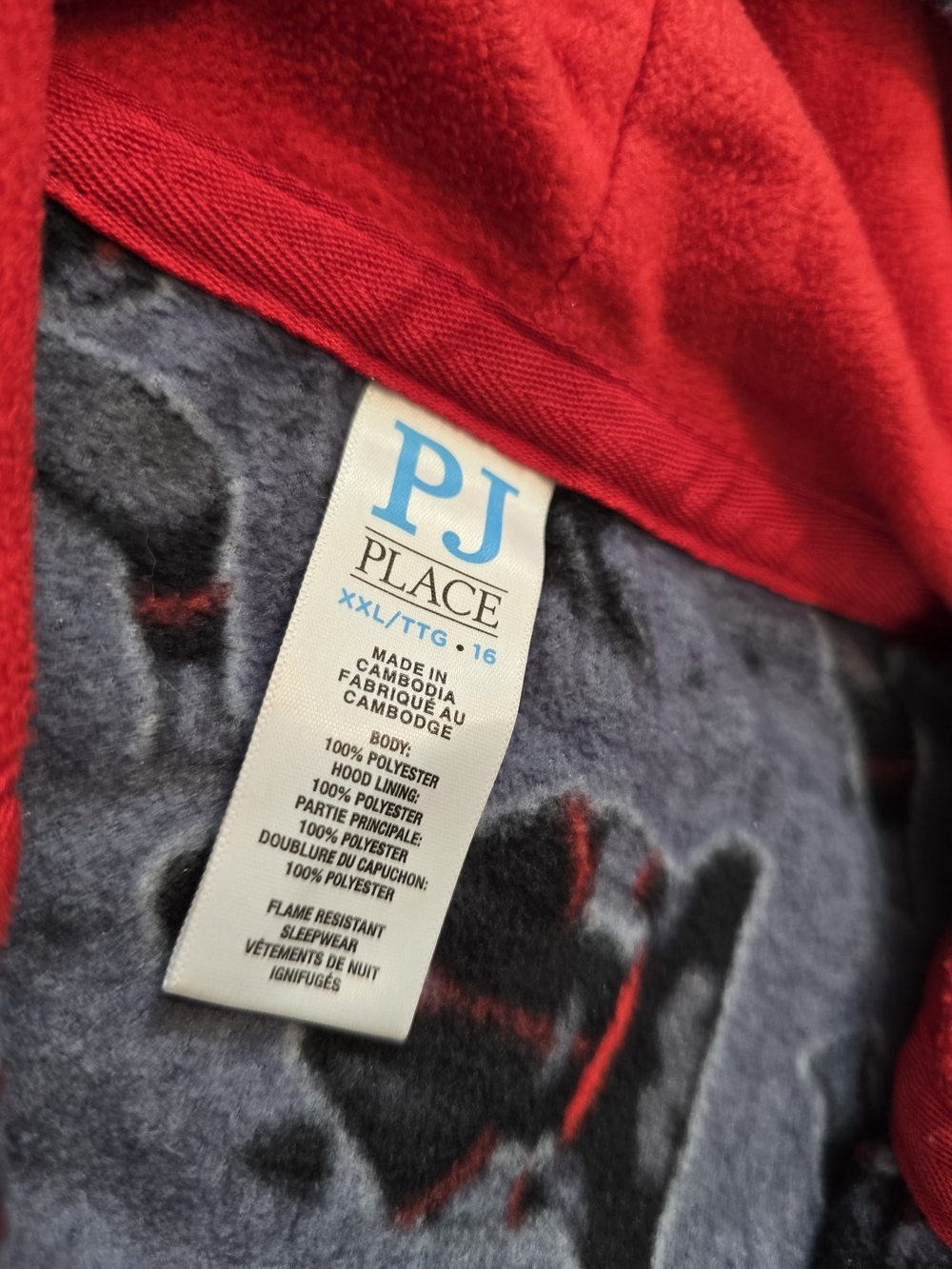 The Children’s Place Ninja Hooded One Piece Pajamas Boys PJS XXL 16 Gray Red - Picture 6 of 6